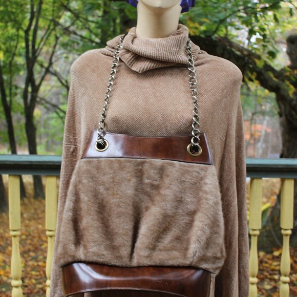 Vintage Faux Fur and Leather Large Handbag and/or Tote - Picture 2 of 13